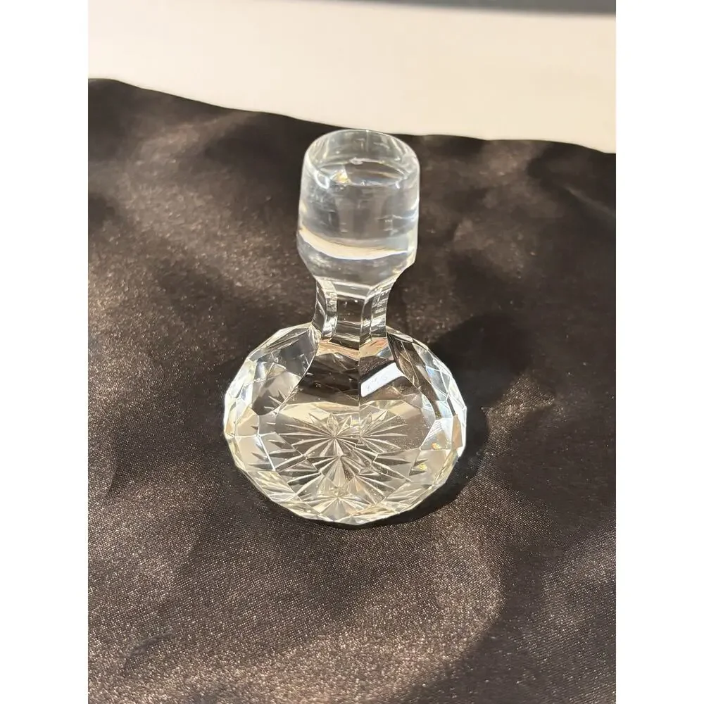 Vintage Cut Glass Decanter Stopper Starburst Faceted Round Replacement 3
